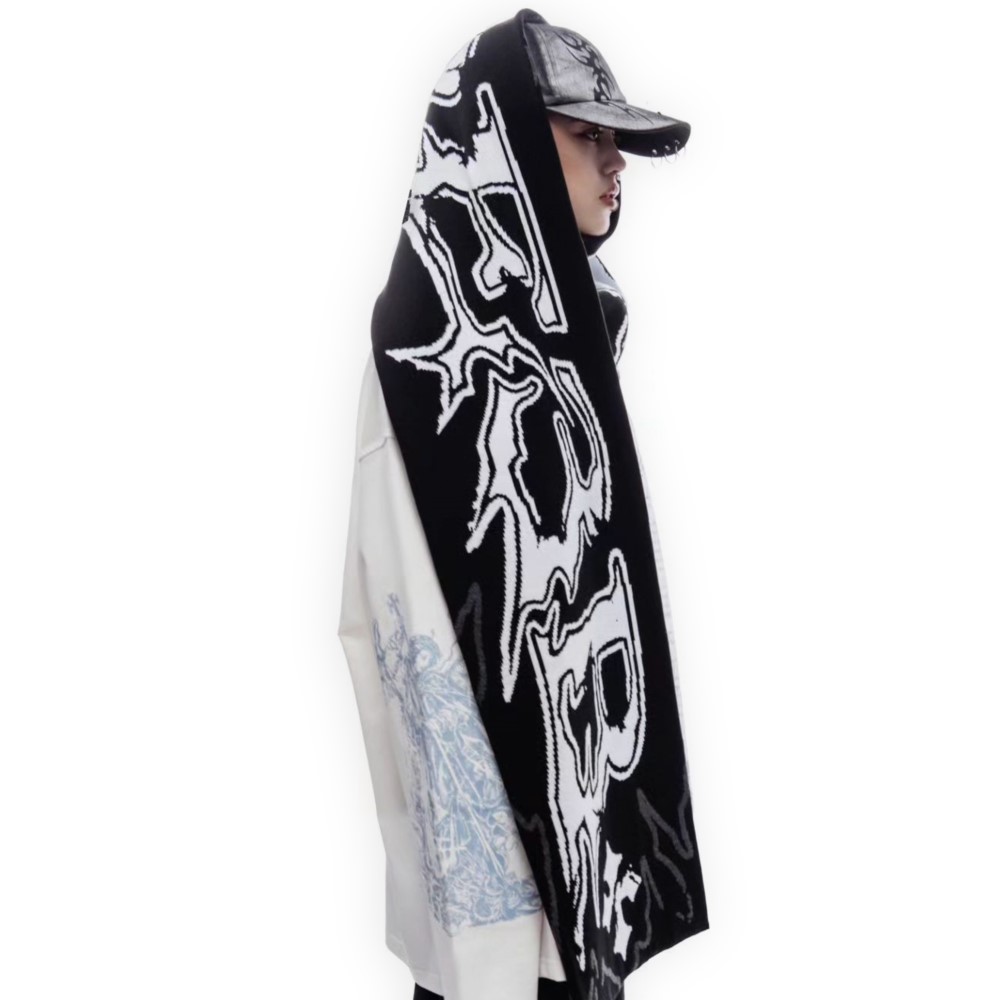 Écharpe Kpop pour hommes et femmes, Streetwear Y2K, Sober 2, Tricot, Lettre Goth, Châle, Écharpes, Mode coréenne, Hip Hop, Chaud, Accessoires unisexes, Hiver