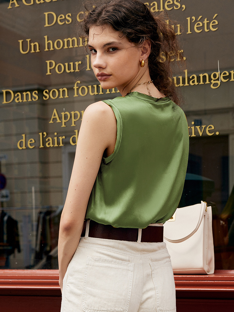 SuyaDream. Débardeurs en soie pour femmes, 93% Soie Véritable 7% Spandex, Ourlets bruts, T-shirt chic sans manches, Gilets d'été unis 2026