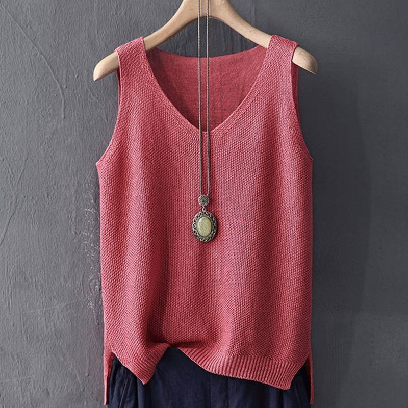 Blusas Mujer De Moda 2024 Blouse femmes été sans manches tricoté Blouse chemise femmes vêtements col en v Blouse haut pour femme chemises C855