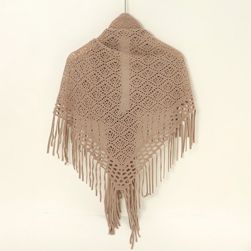 Châles tricotés rétro tendance, châles polyvalents à franges de couleur unie, châles doux et respirants pour femmes