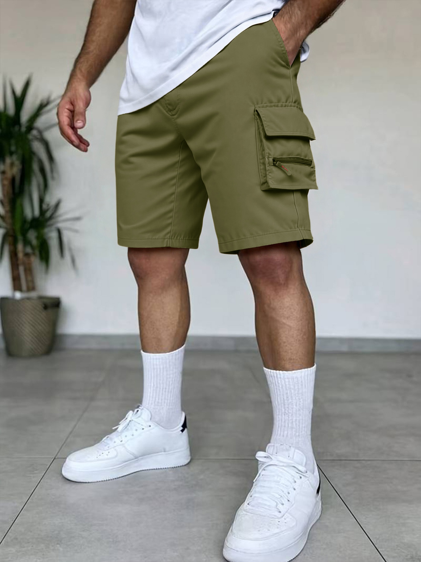 Short Cargo d'été pour hommes, ample, décontracté, taille élastique, Jogging en plein air, tactique, multi-poches, pantalon court de travail et de randonnée