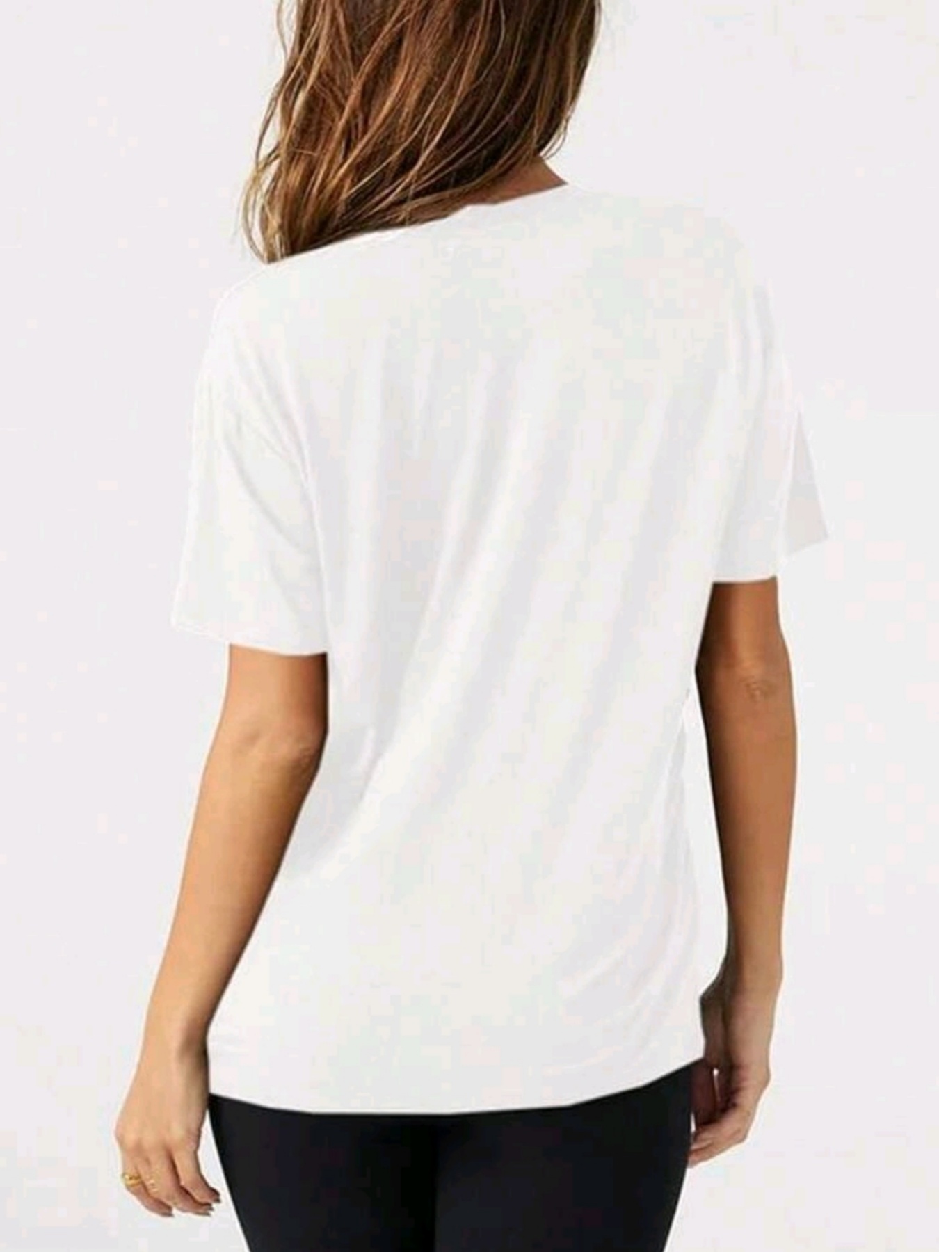 T-shirt pour femme décontracté et confortable, style basique quotidien, col en V profond