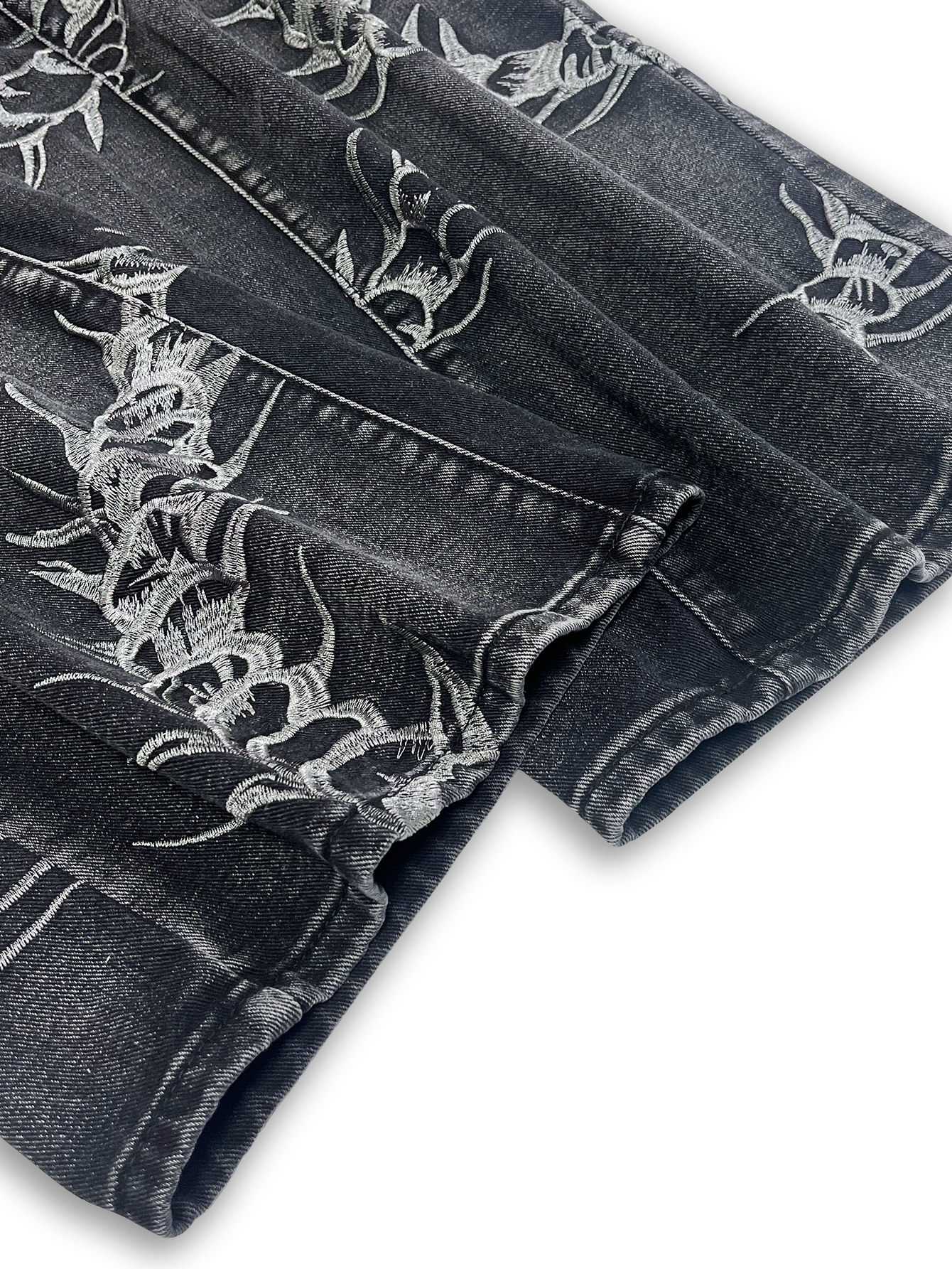 Jeans pour hommes, pantalons en denim brodés amples, pantalons larges noirs de style hip-hop pour sorties quotidiennes, pantalons pour hommes Y2K