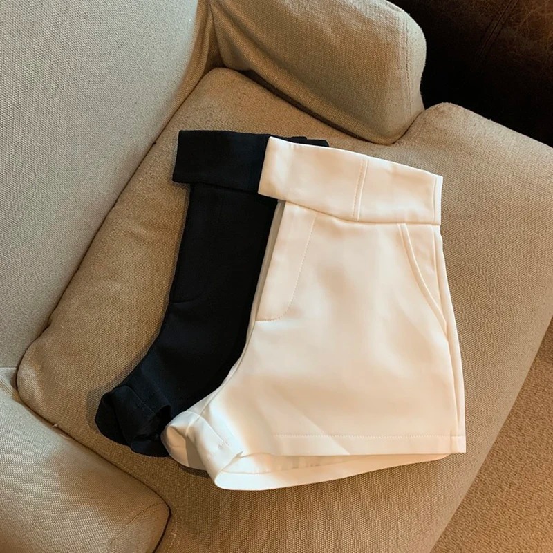 Shorts pour femmes Mooyufon, shorts noirs pour femmes, élégance Harajuku, shorts taille haute, coupe A, slim, décontractés, style Hot Girl, pantalon droit sexy