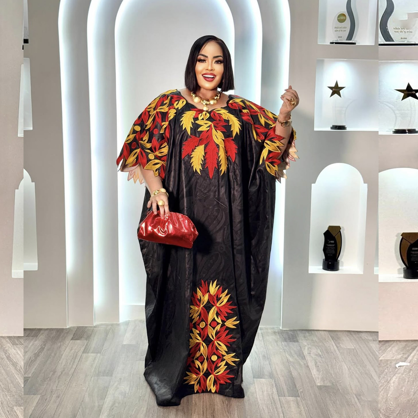 Tenue africaine pour femmes Abaya broderie grande taille robe d'église de fête élégante
