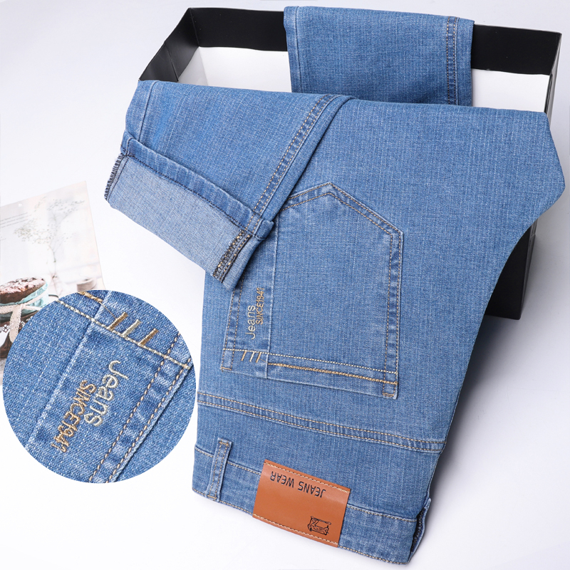 Jean en Denim pour hommes, mince, droit, Business, doux, mode, nouveau pantalon de haute qualité, livraison directe, pantalon de travail OL, nouvel arrivage