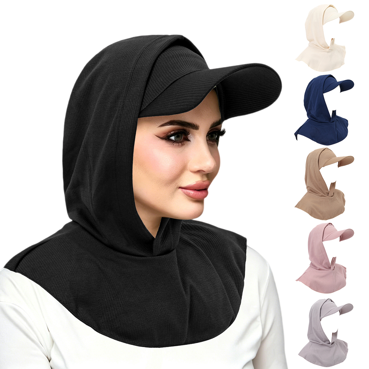 Nouveau Hijab Instantané 2026 pour Femmes Musulmanes, Bonnet, Foulard, Chapeau à Visière, Turban à Large Bord, Couvre-tête et Cou Islamique, Enfile-tout