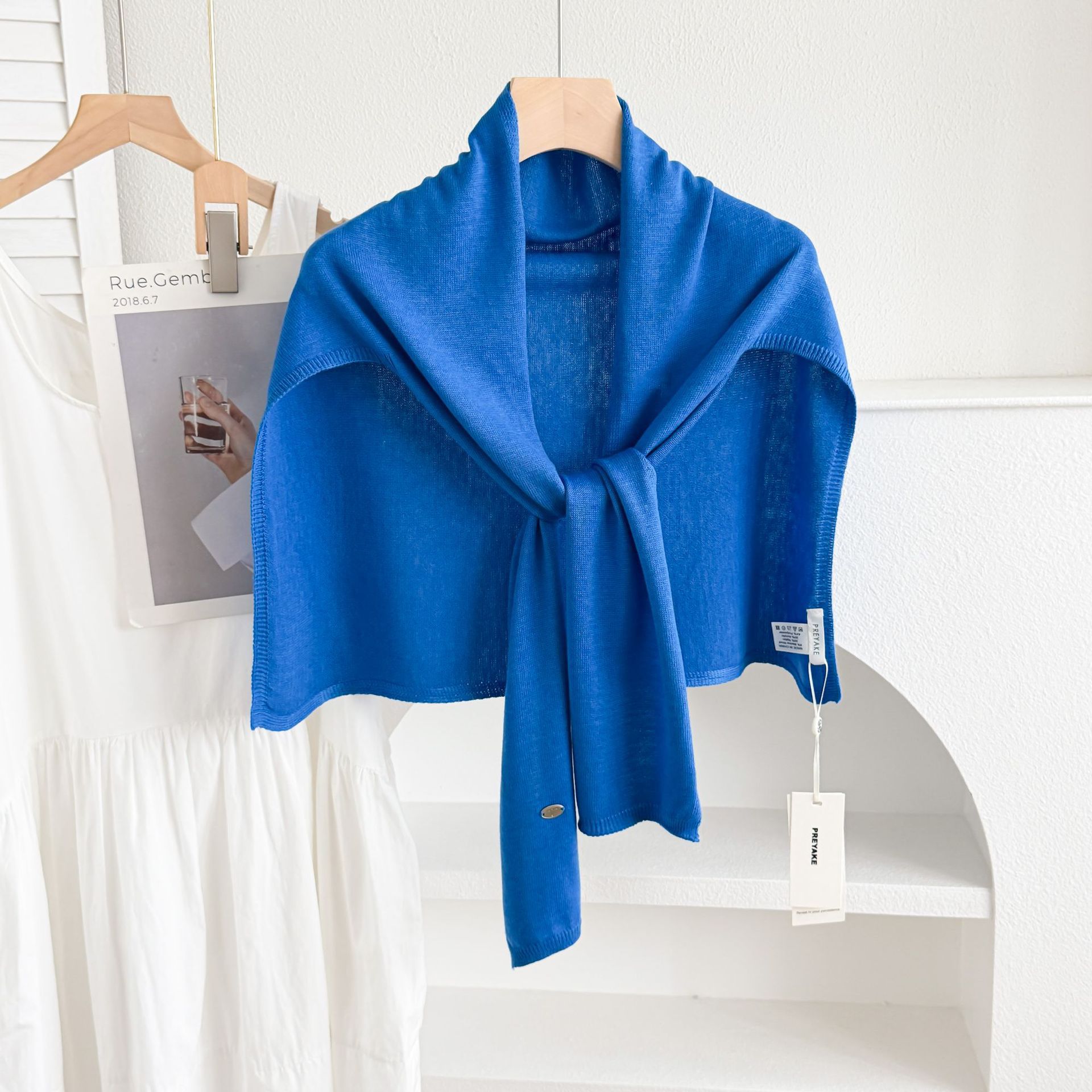 1 châle tricoté haut de gamme pour femme, style fin d'été avec gilet noué, idéal pour les pièces climatisées au printemps et en automne