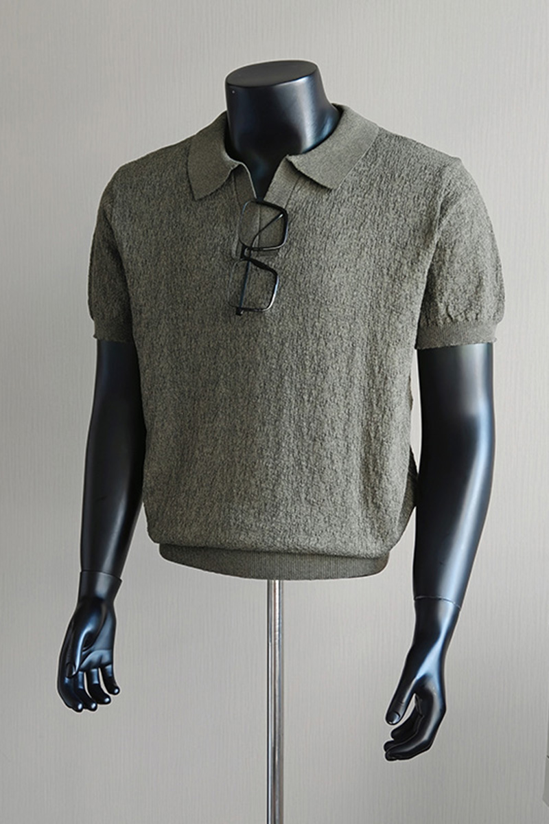 T-shirt d'été en soie glacée tricotée à manches courtes, couleur unie, col rond, décontracté, pour affaires et occasions sociales, streetwear