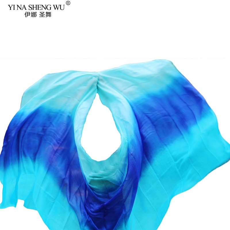 Voiles de danse du ventre personnalisés 100% soie véritable, écharpe à main, châles, accessoire de spectacle sur scène dégradé