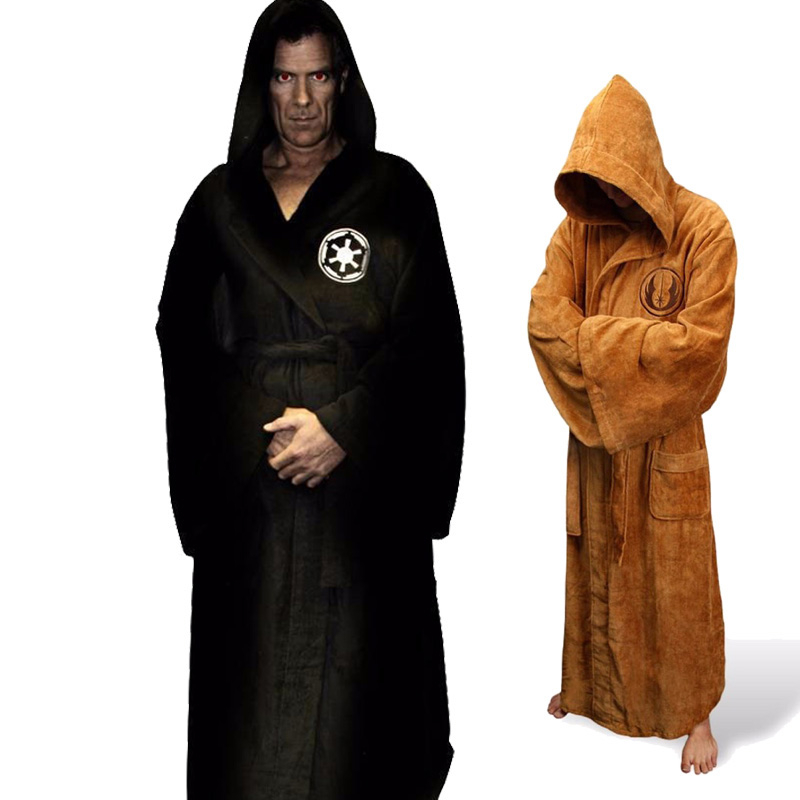 Homme flanelle Robe mâle avec capuche épaisse étoile Robe de chambre Jedi Empire hommes peignoir hiver longue Robe hommes Robes de bain Homewear
