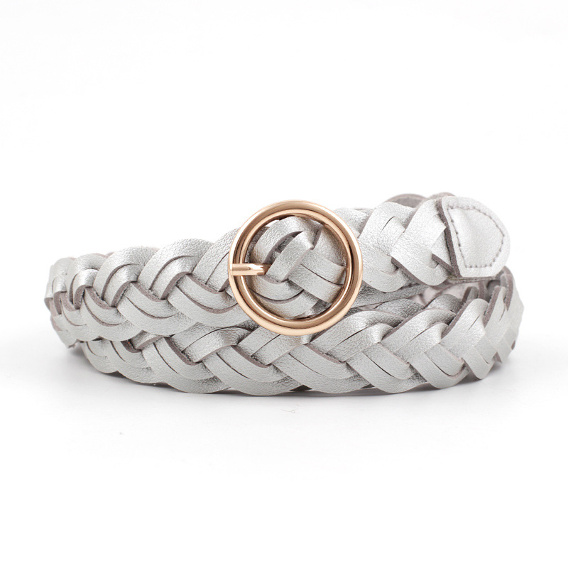 Ceinture pour femmes nouvelle mode polyvalente tressé Simple décoratif boucle ronde ceinture pour les femmes