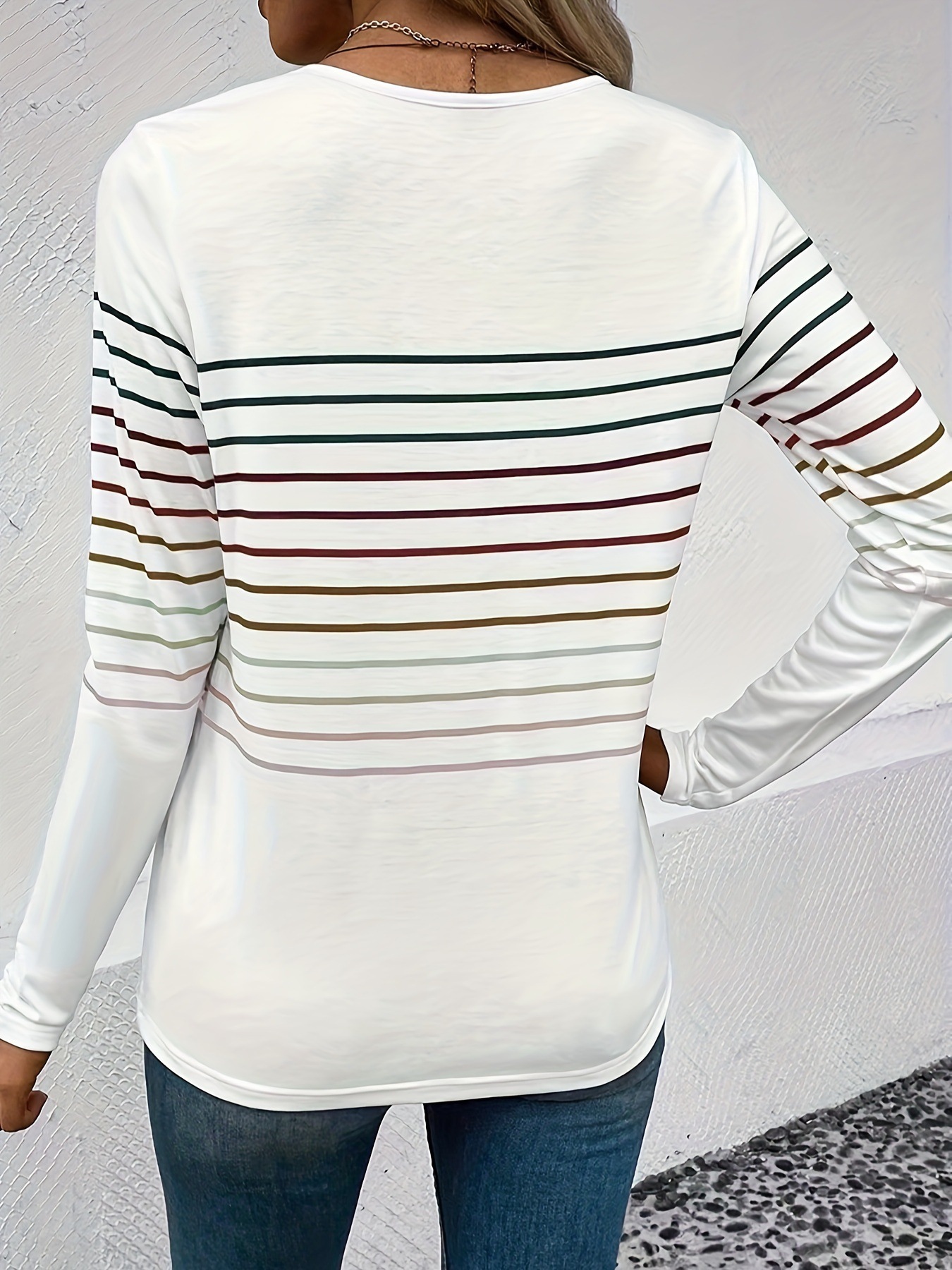T-shirt rayé à manches longues pour femme, nouvelle collection printemps-automne, décontracté, fin, polyvalent, à porter en dessous