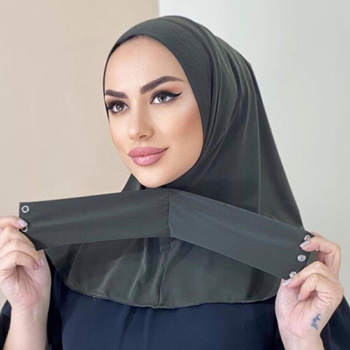Écharpe de Sauna Musulmane Respirante, Hijab avec Fermeture à Pression, Bonnet Uni, Châle de Tête, Turban, Chapeau Islamique, Sous Casquette