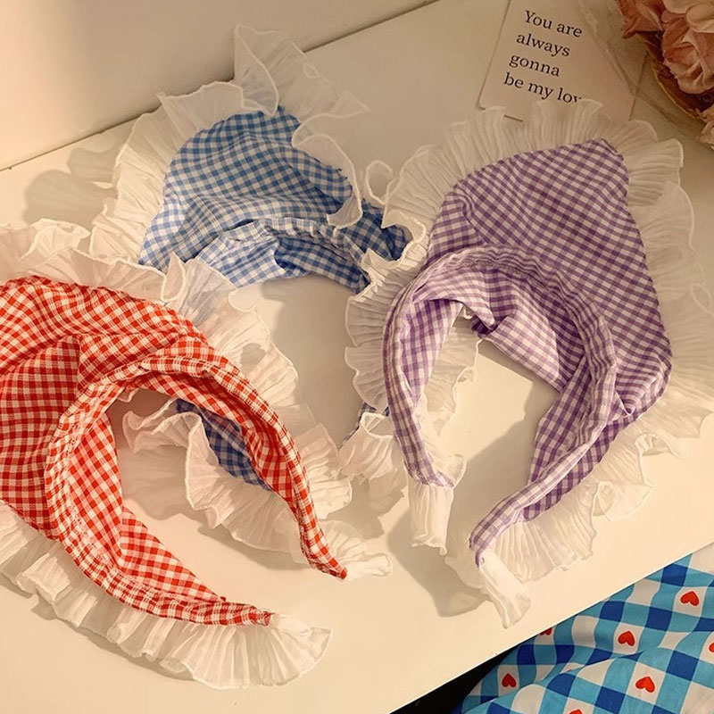 Boho bandeaux dentelle Tartan cheveux cravate élastique bandeau Floral tête foulard cheveux foulards Bandanas pour femmes filles