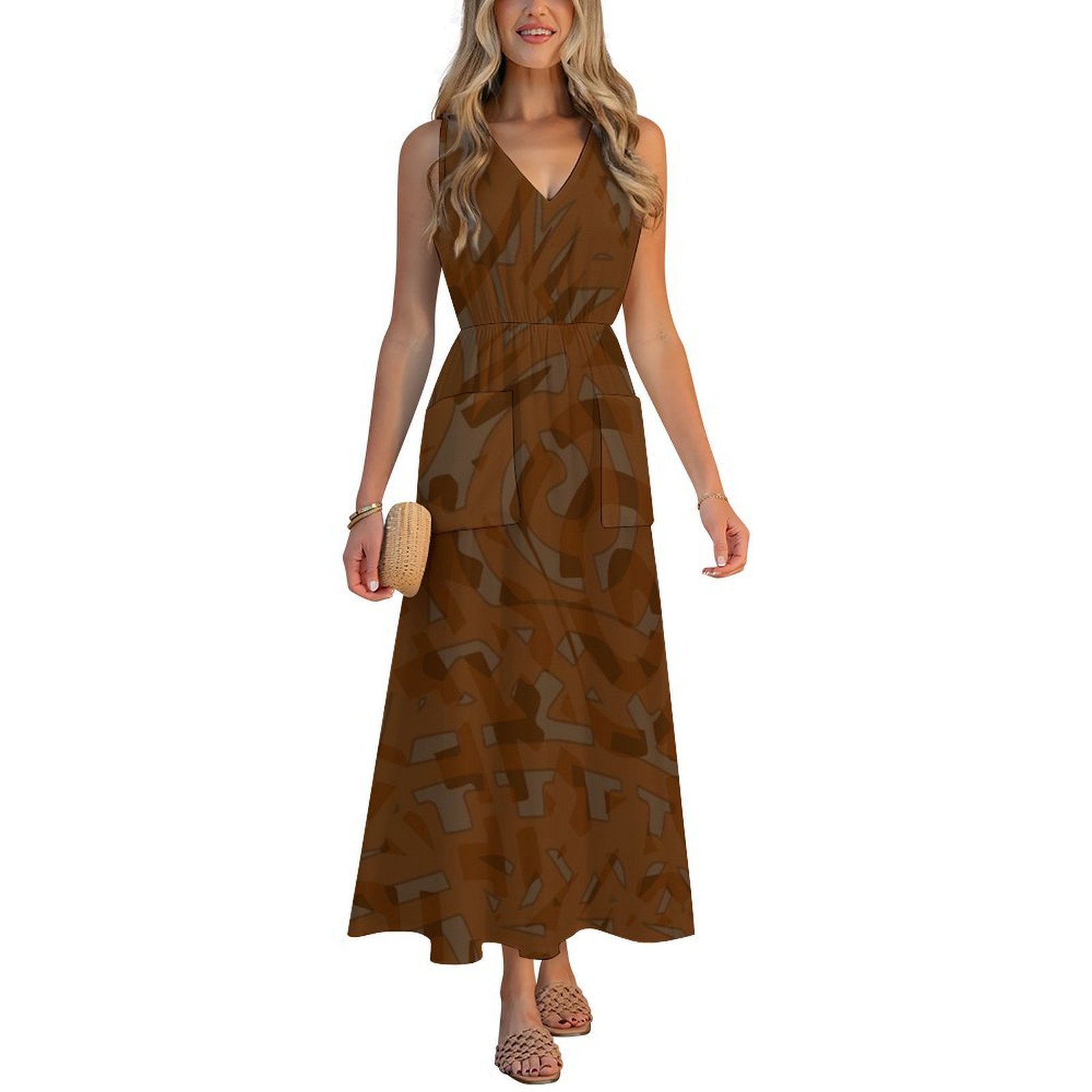 Robe de plage imprimée de Style polynésien, col en v, robe Slim à motif personnalisable