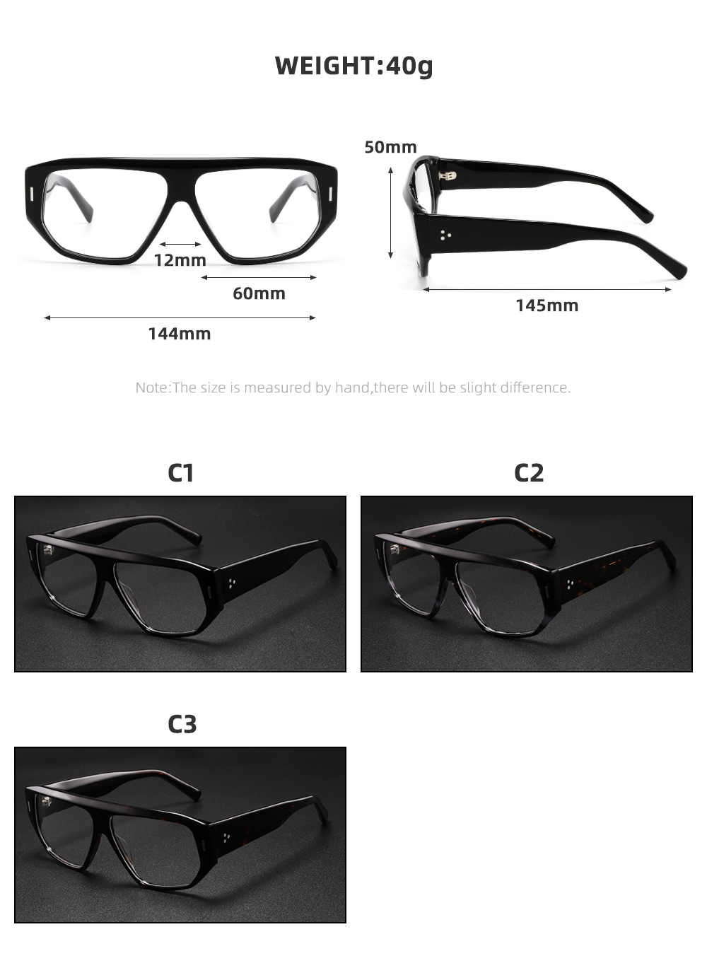 Montures optiques en acétate au design cool pour hommes, lunettes de soleil polarisées de luxe surdimensionnées, lunettes de haute qualité