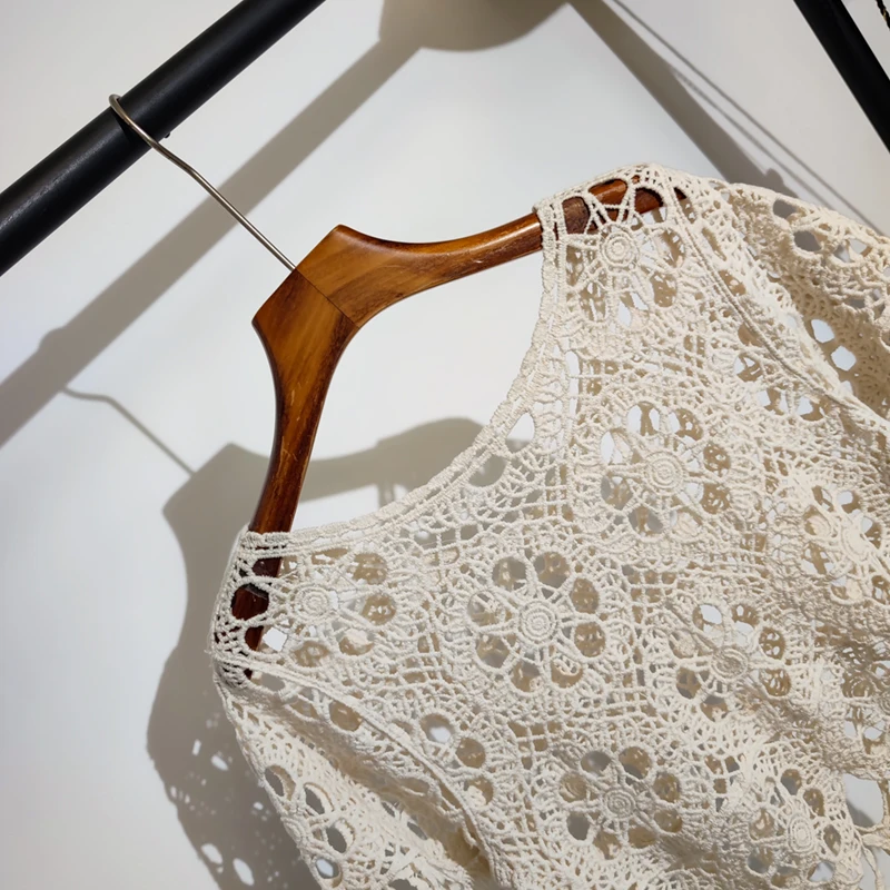 Haut en tricot au crochet Boho pour femme, broderie florale, manches courtes, pull ouvert-107, tenue de vacances d'été Y