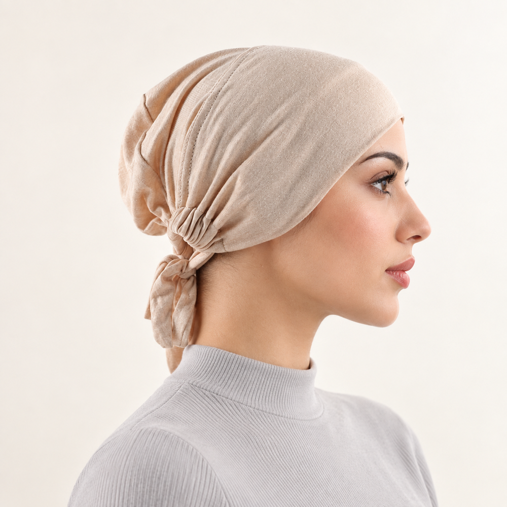 Bonnet sous-foulard à nouer dans le dos pour femmes, en coton mercerisé extensible, bonnet doux et respirant, couvre-cheveux pour un usage quotidien, turban, bandeau pour la tête.
