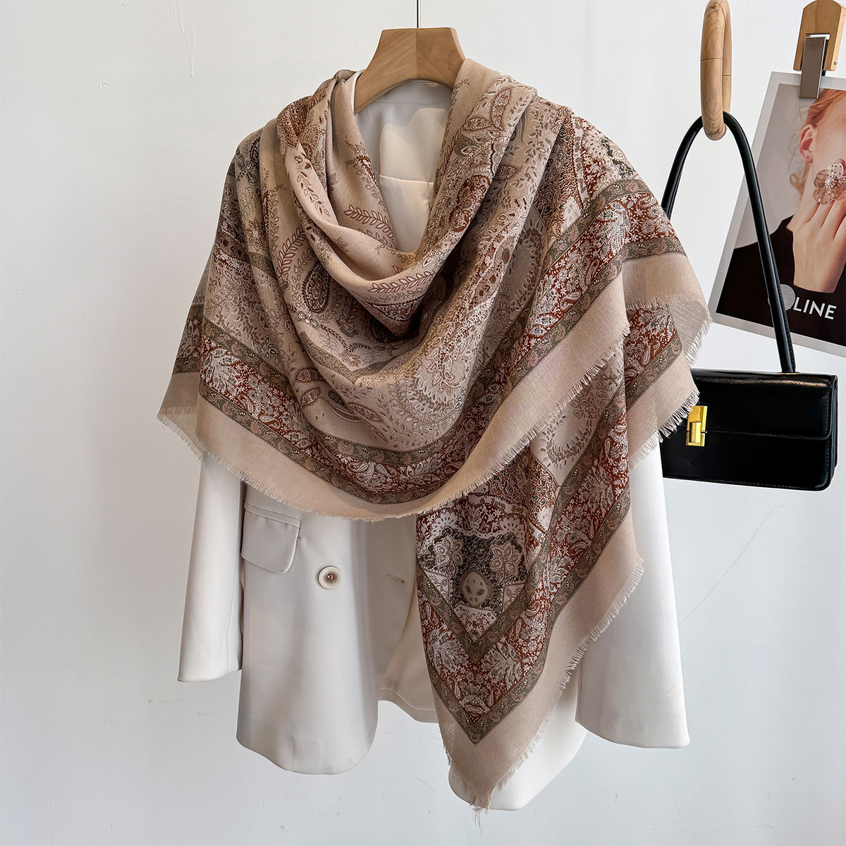 Écharpes de plage 130*130cm, grand châle pour femmes, écharpe de luxe à imprimé paisley, respirante pour l'été et le printemps, hijab élégant