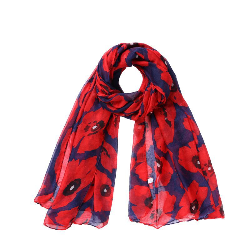Écharpes et châles à motifs de coquelicots pour femmes, longs foulards à fleurs, hijab, écharpe de plage, bandana, 6 couleurs.