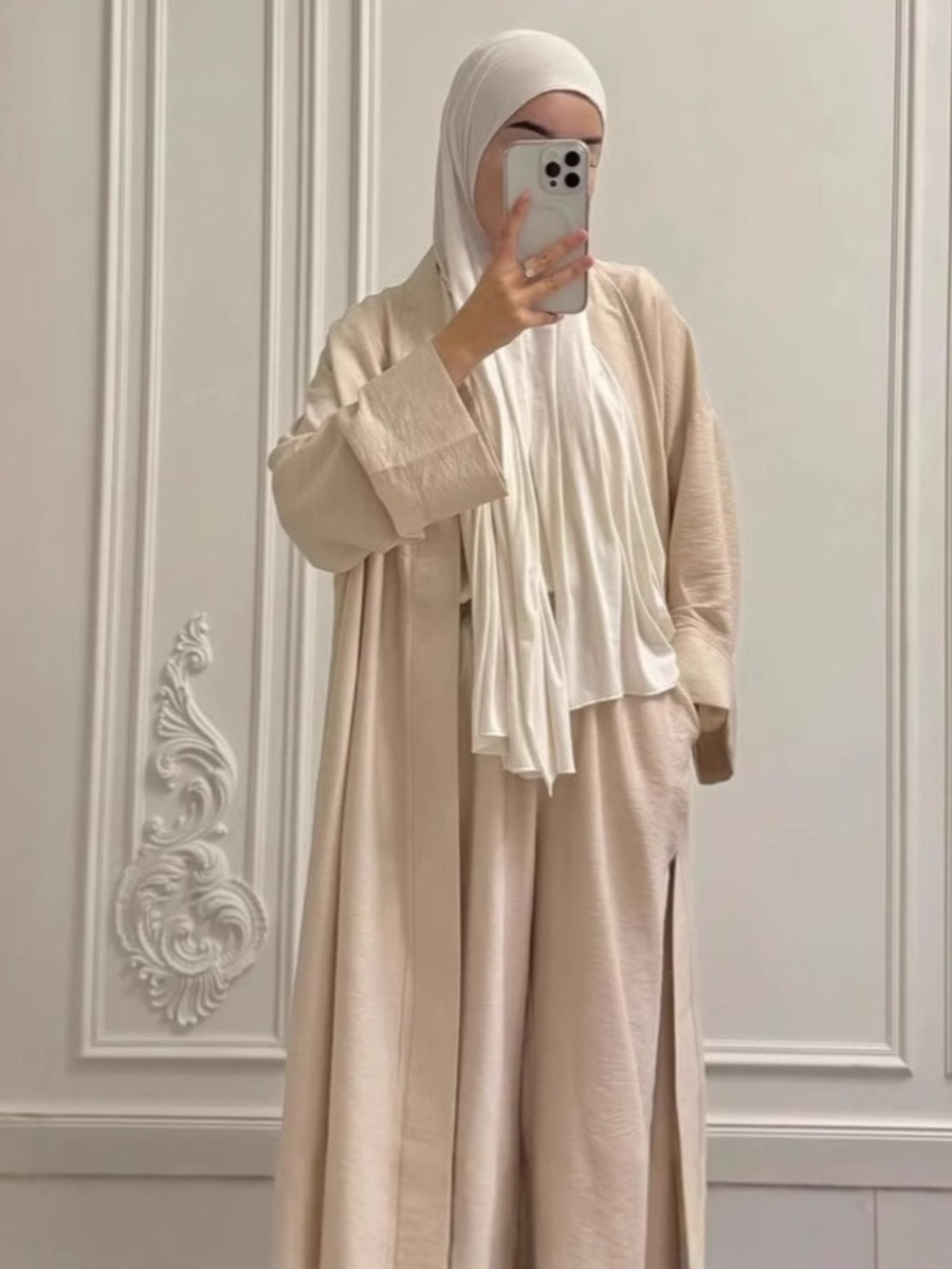 Ensemble musulman 2 pièces pour femmes, chemisier Abaya, Cardigan Long, chemise, pantalon à jambes larges, Costume Ramadan marocain dubaï, Ensemble islamique, tenues arabes