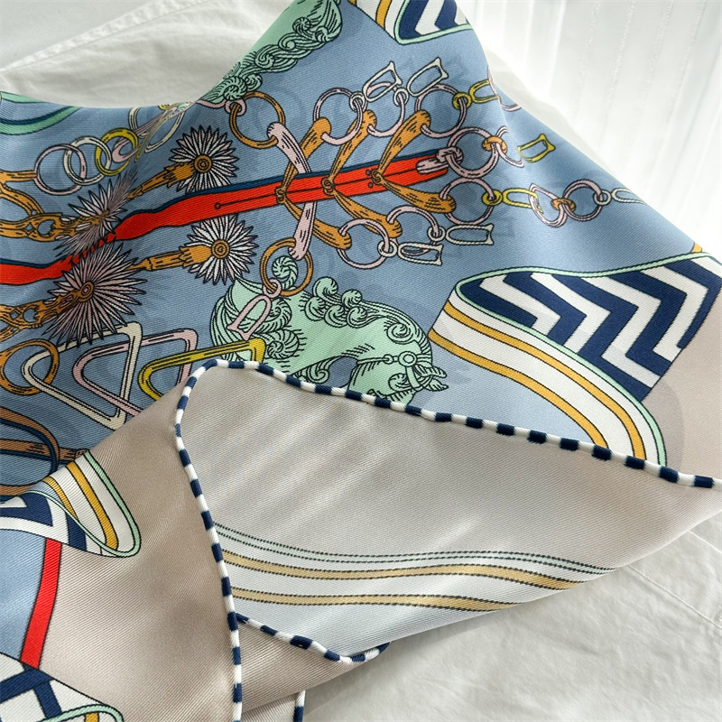Foulard en soie sergé châles roulés à la main 90*90 cm foulards de mûrier manuels de créateur 100% soie naturelle mère cadeau châles de cou de tête