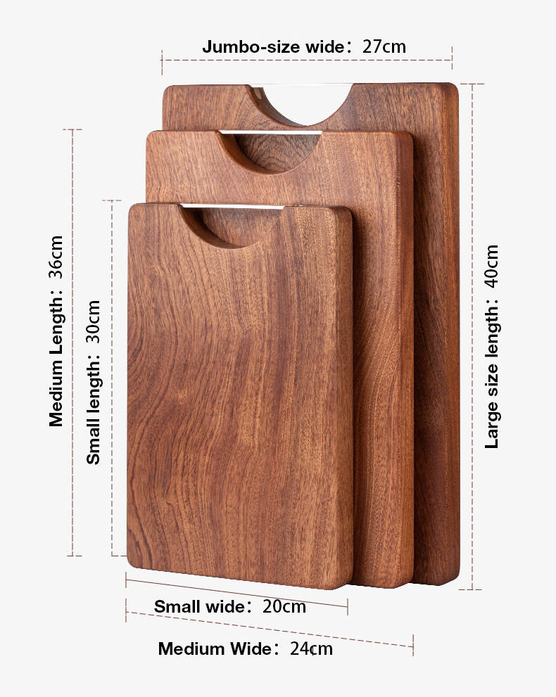 Planche à découper en ébène XITUO, plaque carrée en bois massif, planche à découper multifonctionnelle double face, planche à découper de cuisine en bois massif.