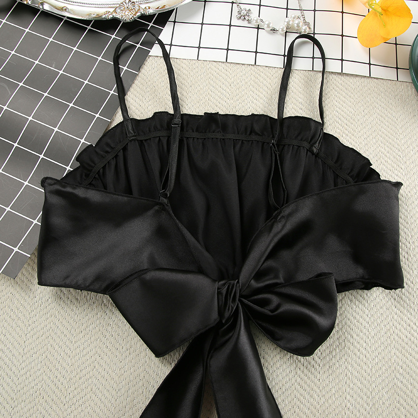 Ensemble 2 pièces soyeux et élégant pour femmes, Camisole + short à volants, sans manches, Streetwear assorti, tenues décontractées