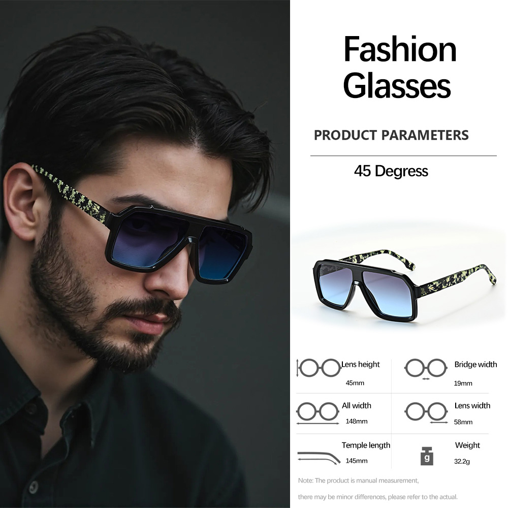 Lunettes de soleil Vintage pour hommes, monture géométrique épaisse, luxueuses, pour affaires, loisirs, double usage, tempérament d'élite urbaine, nouveauté 2025