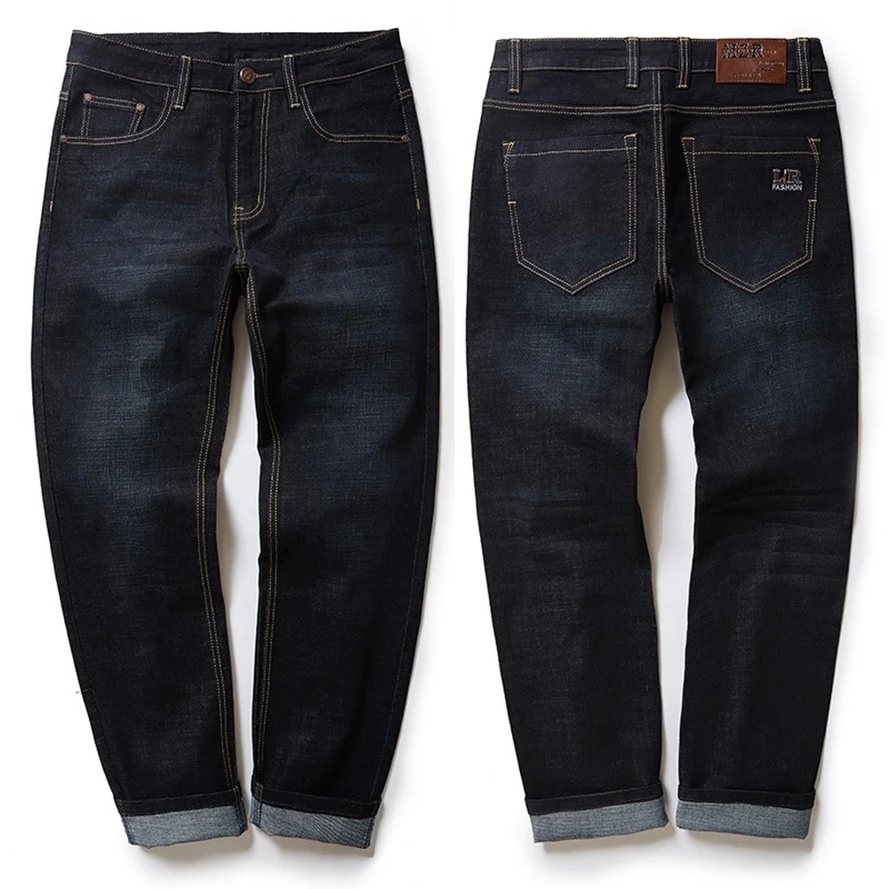 Jean baggy classique extensible grande taille 30-56 pour homme, pantalon décontracté en denim noir, coton haute élasticité, salopette CQY10
