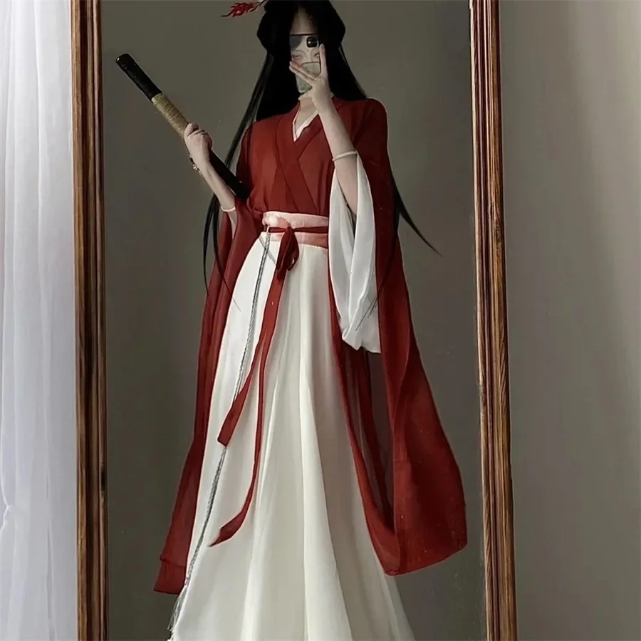 WeiJin – robe Hanfu rouge de la dynastie, vêtements traditionnels chinois pour femmes, Costumes de danse de princesse Cospaly de scène rétro