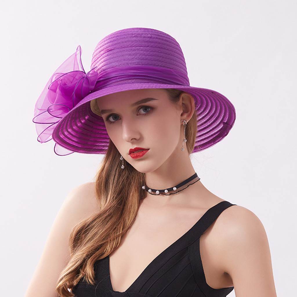 Chapeau de mariage en paille britannique avec nœud papillon pour femmes, chapeaux de plage de vacances à la mode, casquette Panama de voyage à large bord d'été