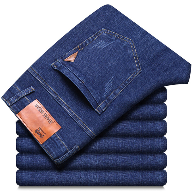 Jean droit pour hommes, pantalon Slim, extensible, confortable, doux, en Denim, pour affaires, vêtements de marque, nouvelle collection 2024
