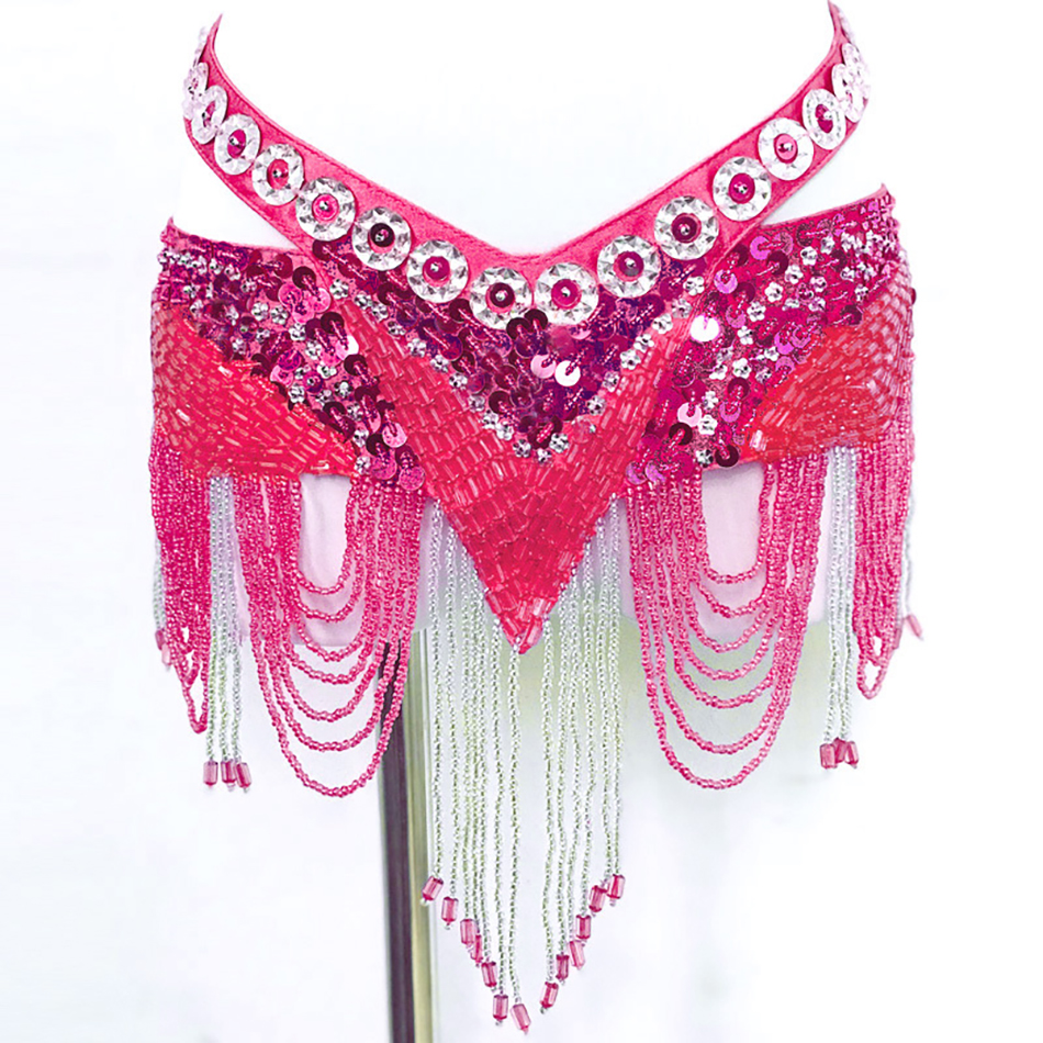 Ceinture de spectacle de danse du ventre, écharpe de hanche pour danse orientale, chaîne de taille de 85CM, chaînes de perles faites à la main, accessoires de tenue de danse