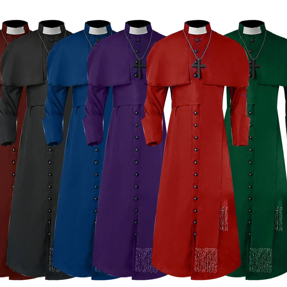 Costume de prêtre médiéval, église catholique, religieux romain, Soutane, papa, pasteur, père, Robe missionnaire de masse, soutane du clergé