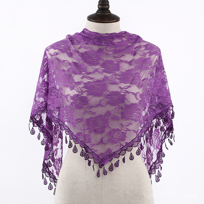 Foulard Femme mode Bufandas femmes Hijab Triangle dentelle Voile Tulle écharpe châle évider Voile Femme Musulman printemps été
