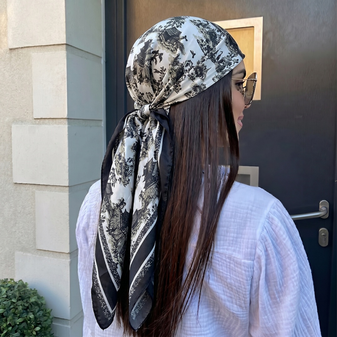 Foulard carré tendance, hijab, bandana, mouchoir, foulards en satin, foulard pour femme, châle coupe-vent premium, bandeau, cache-cou