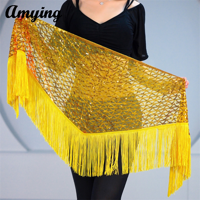 Nouvelle danse du ventre hanche écharpe pour femmes Fitness tendance danse sport gland Triangle écharpe scintillante hanche écharpe gland taille chaîne