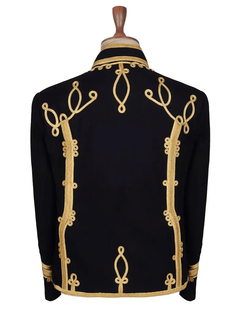 Veste Hussar tressée en or noir, manteau double militaire napoléonien, Costume de Cosplay pour hommes adultes, veste de Style militaire sur mesure