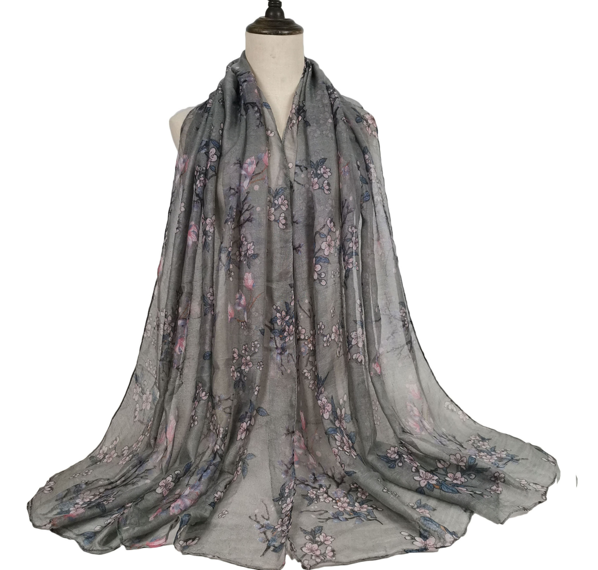 Écharpe Africaine en Viscose à Imprimé Floral Noir pour Femme, Châle Doux de Styliste, 180x80cm