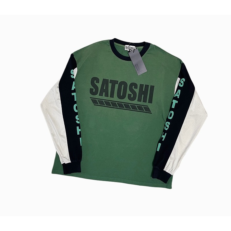 T-shirt à manches longues Satoshi T bleu, nouvelle arrivée, en coton, pour hommes et femmes, col rond, coupe oversize, effet délavé