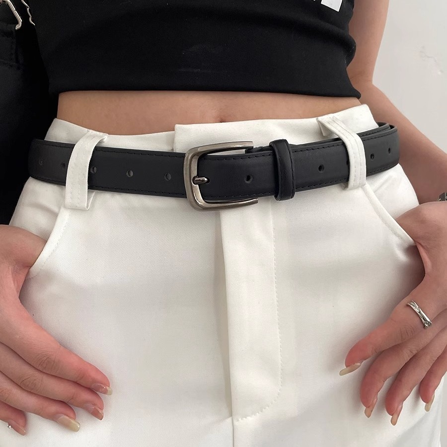 2.8x108cm ceinture en cuir PU pour femmes Vintage été argent boucle ceinture coréenne femme jean manteau robe ceinture hommes ceinture