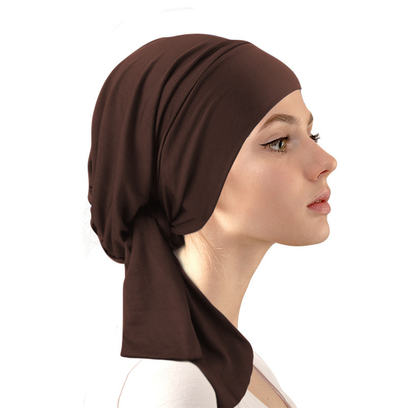 1 pièce Turban musulman pré-noué, foulard élastique ethnique, chapeau islamique, bonnet tendance pour femme, hijab, turbante