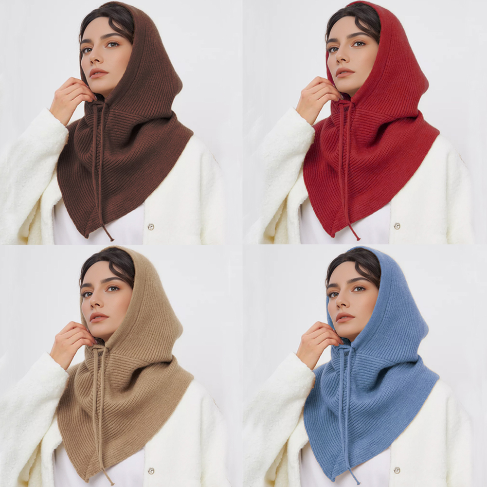 Chapeau-balaclava d'hiver pour femmes, écharpe chaude en tricot, bonnets à capuche, collier de cou en une seule pièce, bonnets pour filles