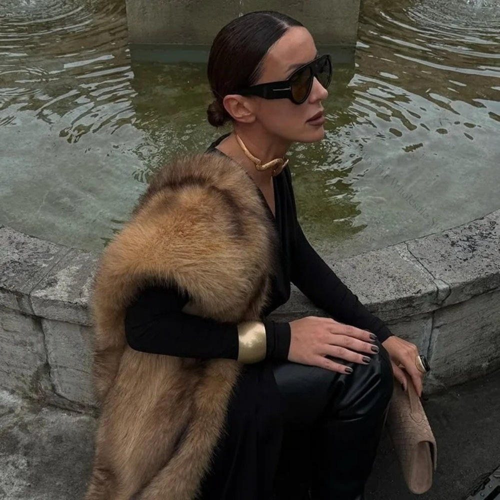 Écharpe en fausse fourrure tendance 2026 pour femme, automne-hiver, douce, rayée, en fausse fourrure de renard écologique, foulard de luxe, châle
