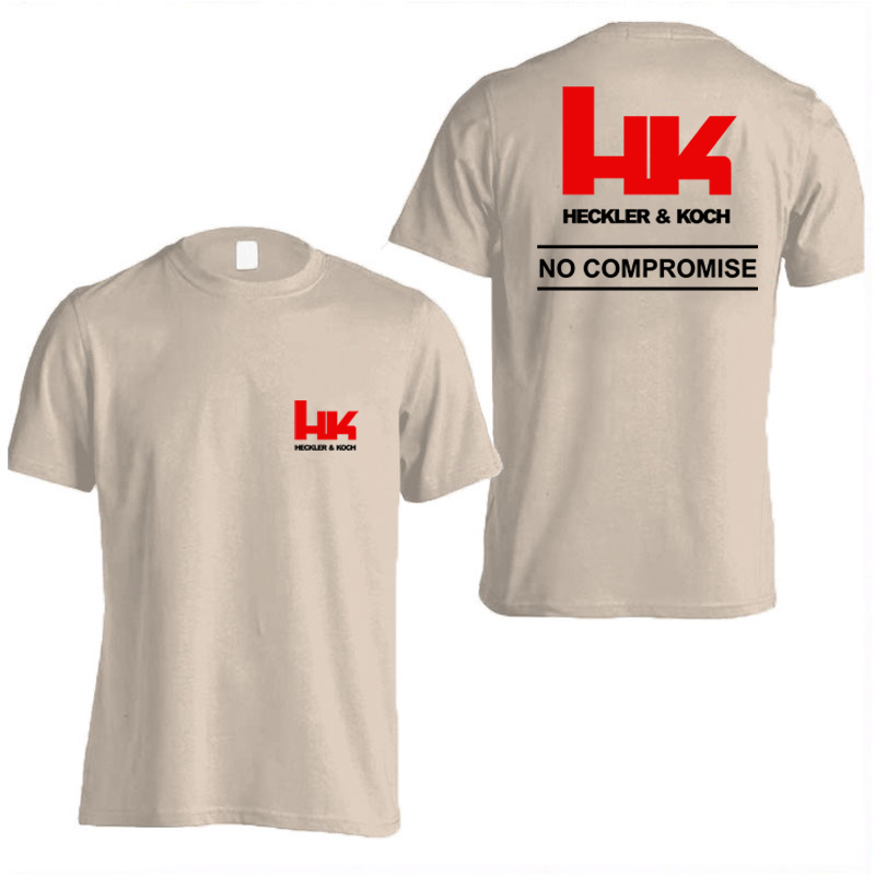 HK Logo Heckler Koch No Compromise T-shirt d'été en coton à manches courtes pour hommes et femmes, T-shirt de sport pour couple, hauts décontractés à la mode pour l'extérieur