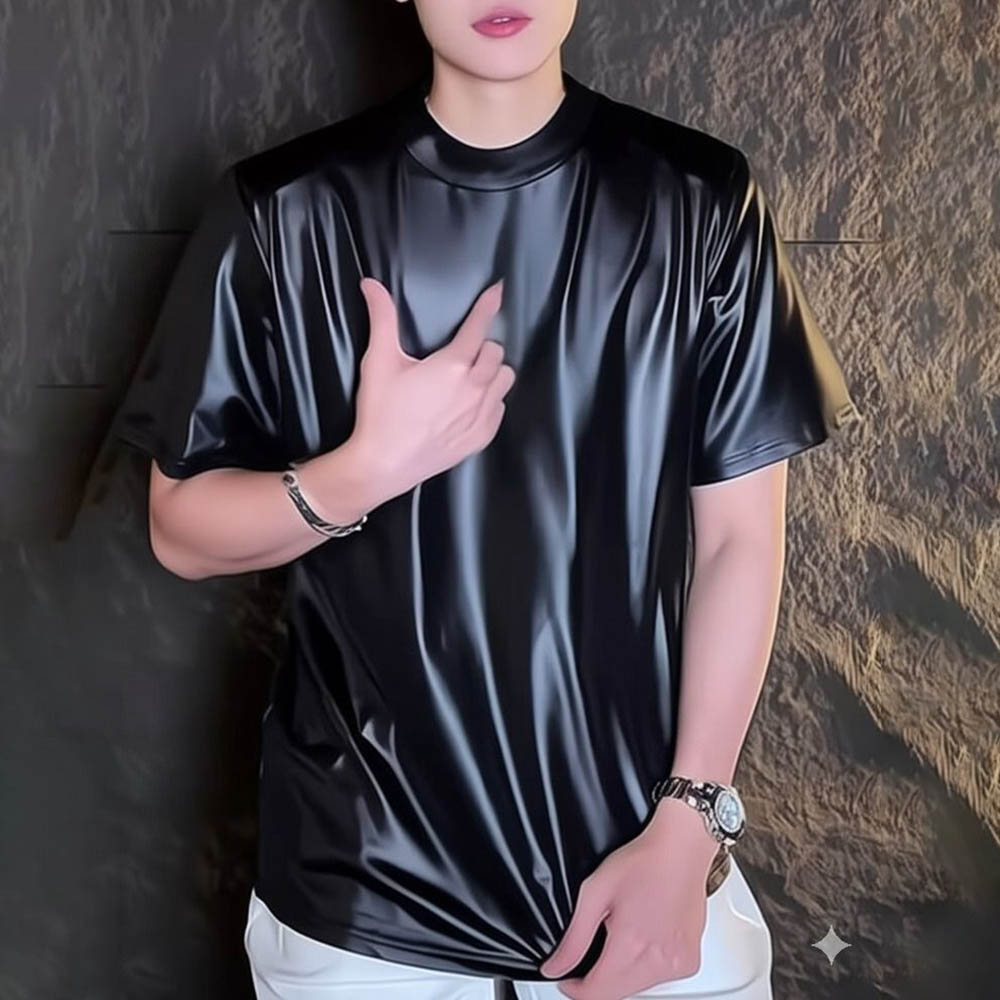 T-shirts pour hommes brillant plaine salle de bal T-Shirts Streetwear mode discothèque scène Performance hauts à manches courtes vêtements pour hommes