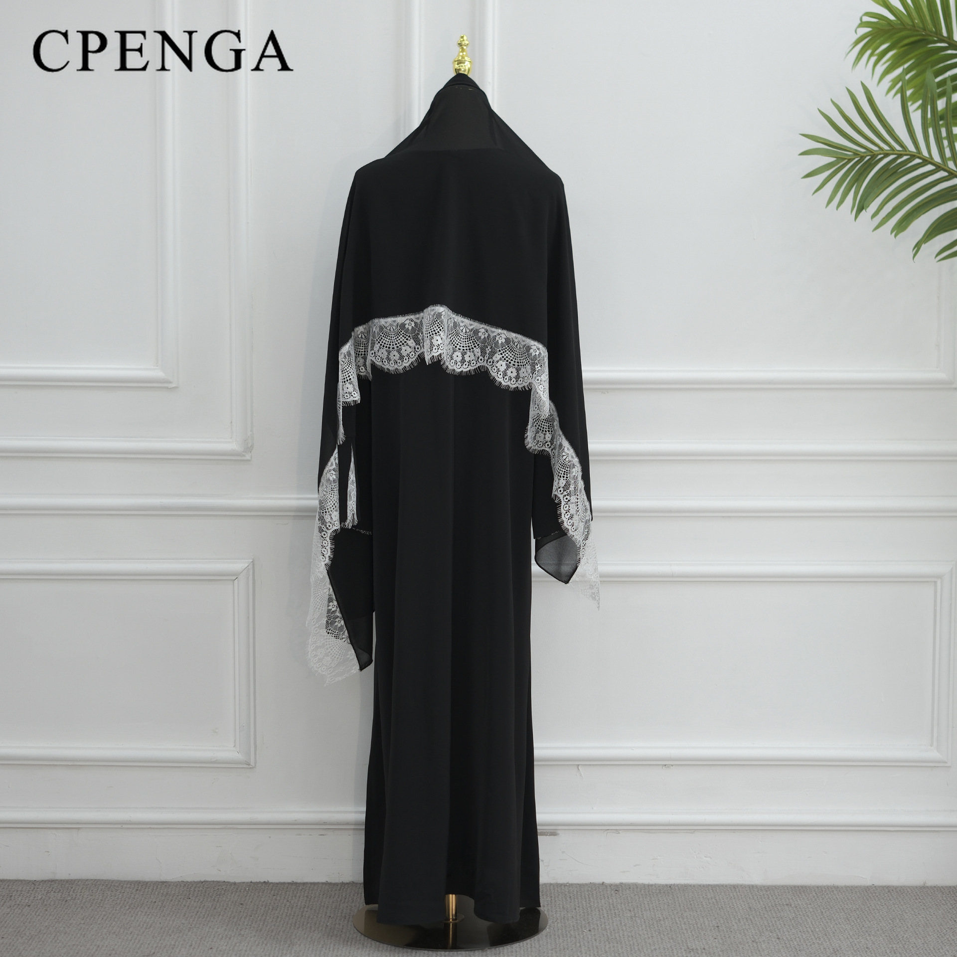 Abaya de luxe en dentelle deux pièces pour femmes musulmanes, robe élégante et modeste de style arabe, tenue de fête pour le Ramadan, l'Aïd, l'Islam, robe turque