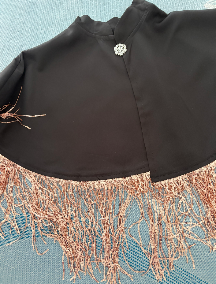 Everak-Châle en dentelle pour femme, Pashmina à pampilles dorées, crème solaire, noir, documents d'abonnés, printemps, été, R2508